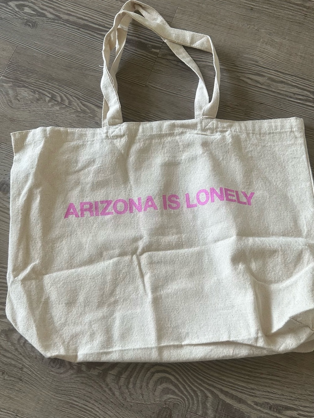 LONELY GHOST Cream Canvas Tote with Pink Star Graphics - Picture 2 of 2